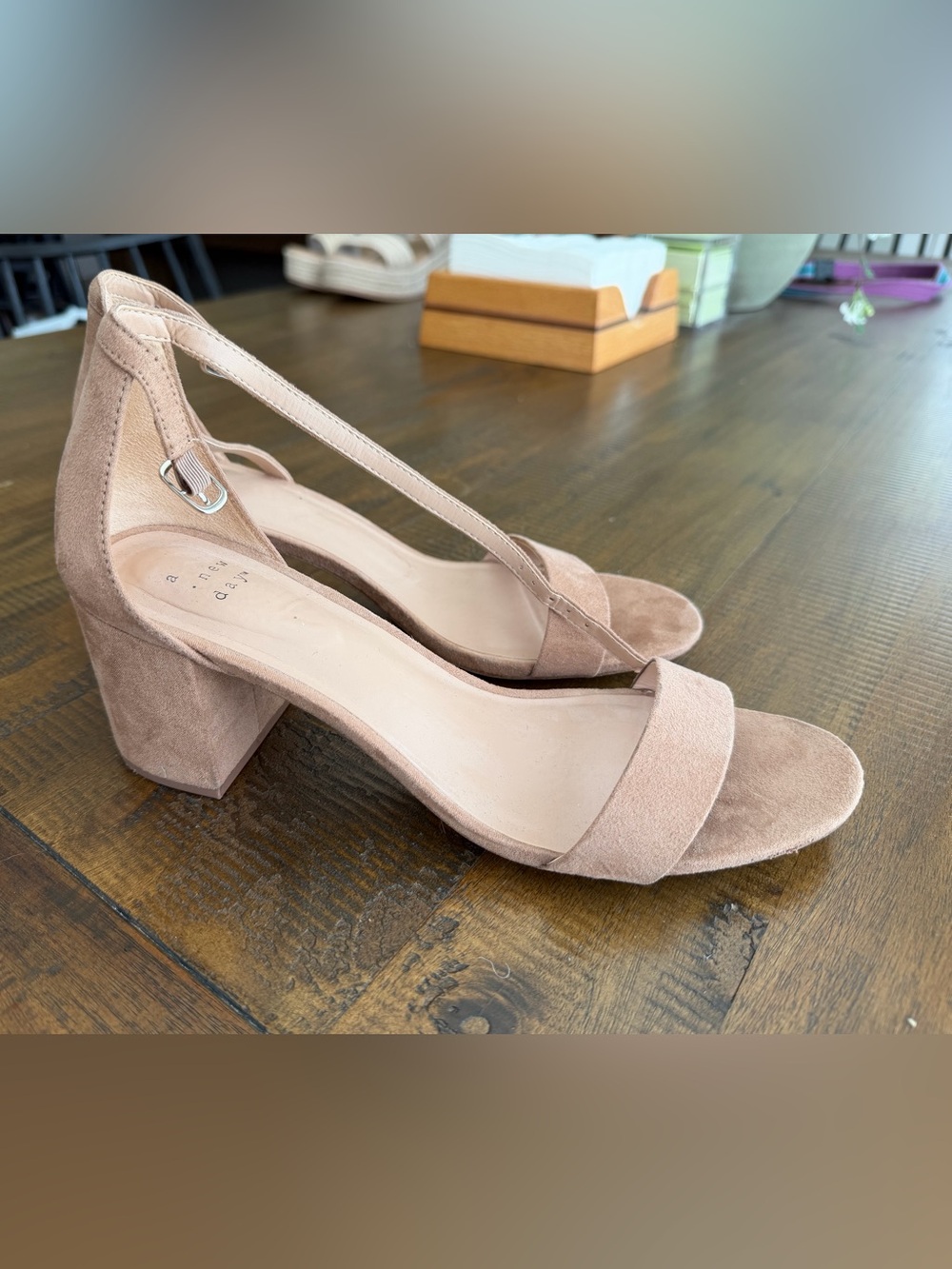 a new day Blush Suede Block Heel Slingbacks